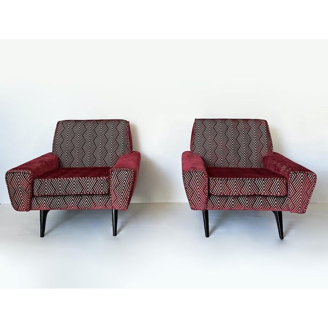 Armchairs in Geometric Velvet, 1950s, Set of 2 For Sale - Image 10 of 10