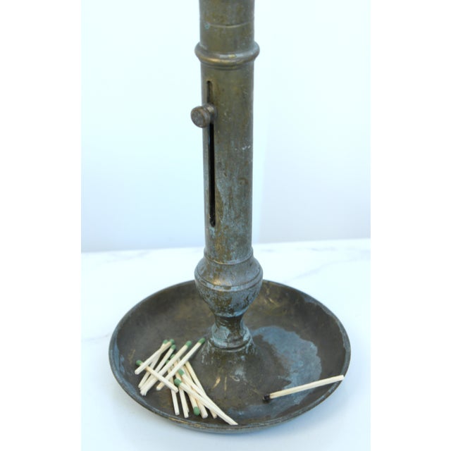 1850-1890's French Unlaquered French Brass Chamber/Candle Holder For Sale - Image 4 of 6