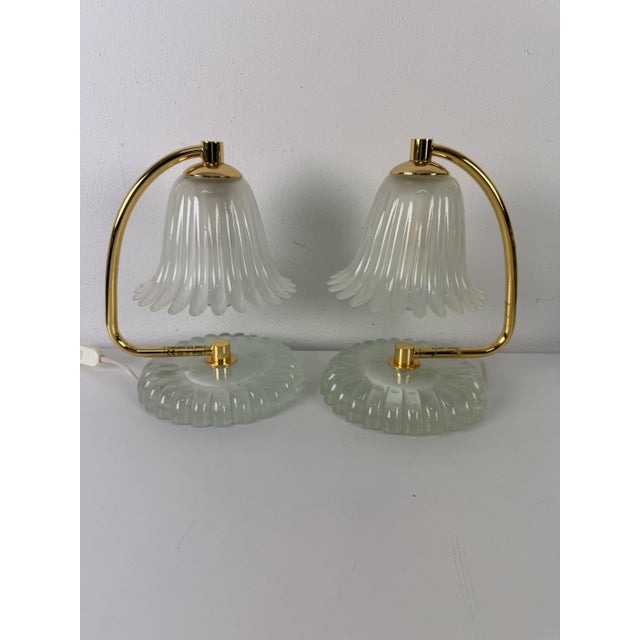 Murano Glass and Brass Bedside Lamps from Murano Due, 1970s, Set of 2 For Sale - Image 13 of 14
