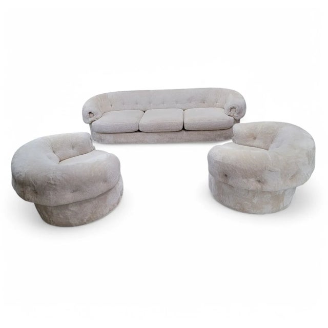 Cream Mid 20th Century MCM Cream Teddy Bear Sofa by Schweiger Industries For Sale - Image 8 of 8