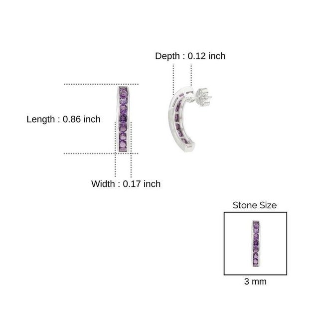 Violet February Birthstone Purple Amethyst Hoop Earrings in Solid Silver, A Pair For Sale - Image 8 of 11