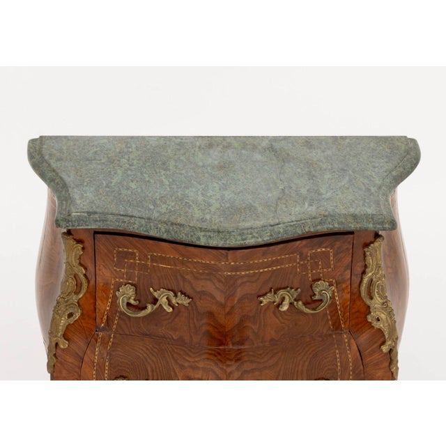 Pair of Louis XV Style Ormolu Mounted Walnut Bombe Commodes For Sale - Image 11 of 11