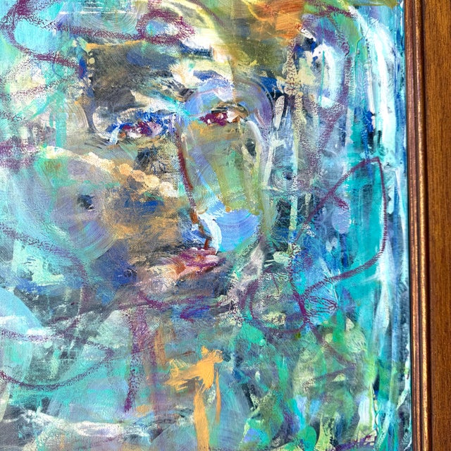 Abstract Mixed Media Portrait Painting For Sale - Image 4 of 5