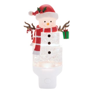 Snowman with Present Snow Globe Night Light 7"H For Sale