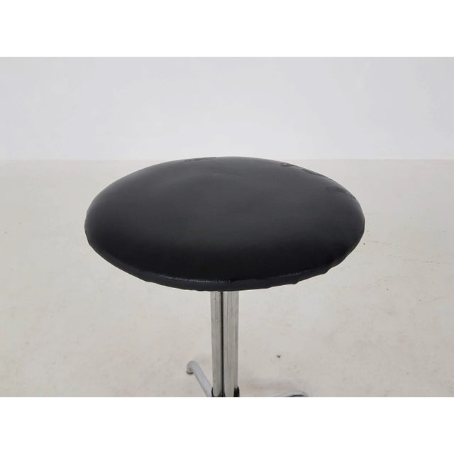 1960s Metal Stool with Black Vinyl Upholstery from Brabantia, 1960s For Sale - Image 5 of 6
