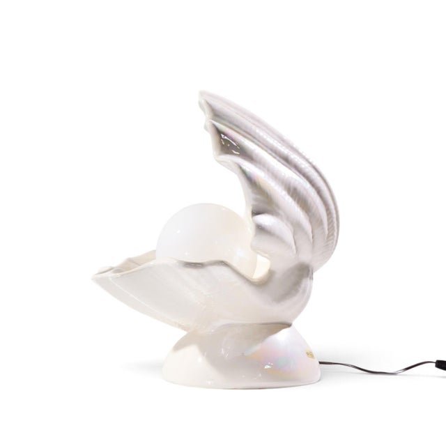 Mid 20th Century Mid Century Modern Oyster Shell Shaped Porcelain Lamps - Pair For Sale - Image 9 of 9