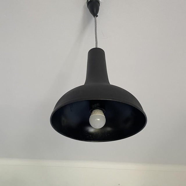 Industrial Vintage Industrial Style Black Painted Aluminium Pendant Lamp, 1970s For Sale - Image 3 of 10