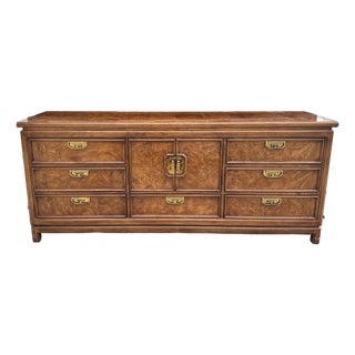 1980s Thomasville Mystic Collection Campaign Style Triple Dresser For Sale