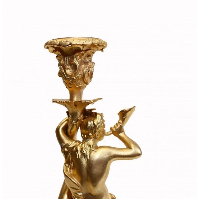 Metal French Ormolu Candlesticks, Set of 2 For Sale - Image 7 of 9