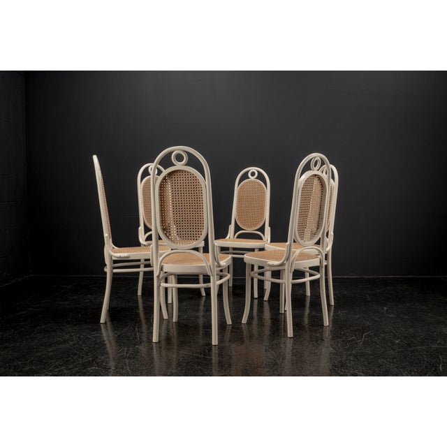 Lange Jan Chairs in White Bentwood from FMG Radomsko, 1940s, Set of 6 For Sale - Image 4 of 18