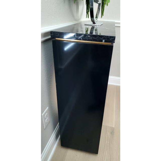Modern Ambella Home Collection Console Table - Nero Marquina Marble & Gold Leaf - From Neiman Marcus For Sale - Image 3 of 3
