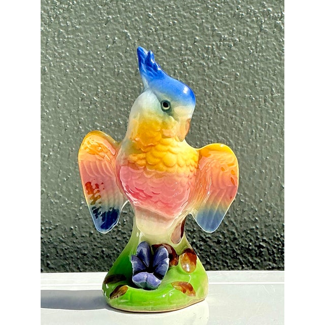 Yellow Vintage Glazed Ceramic Cockatoo For Sale - Image 8 of 12