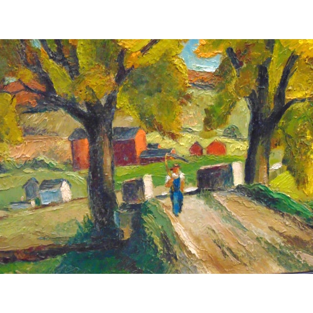 Textile Original Oil Painting "Going Fishing" by Frederick Buchholz 38"w X 26"h Framed For Sale - Image 7 of 12