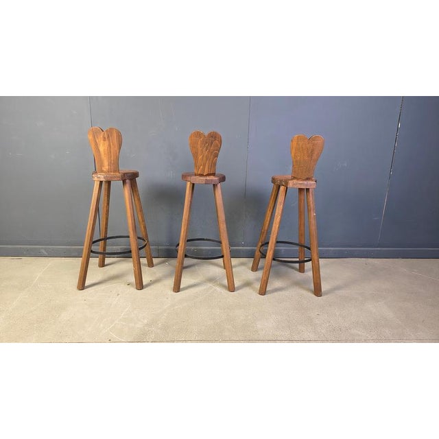 Vintage Brutalist Bar Stools, 1960s, Set of 3 For Sale - Image 4 of 12