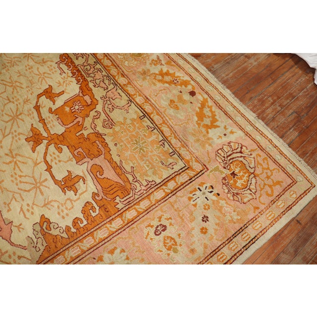Textile Zabihi Collection Ivory Antique Large Oushak Rug - 11'8" x 15'6" For Sale - Image 7 of 12
