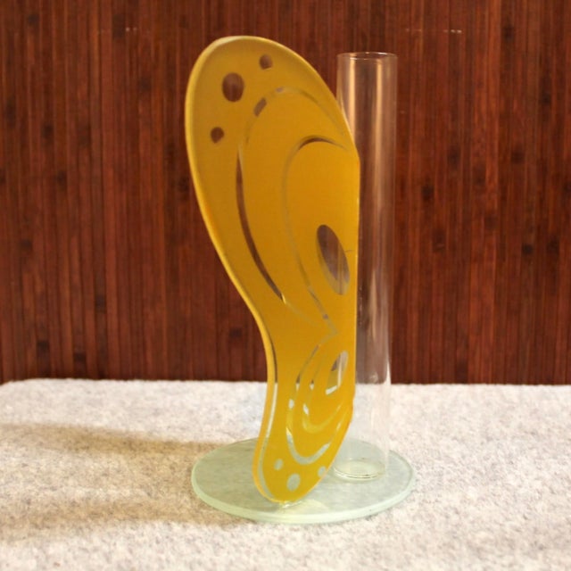 Mid-Century Modern Mid Century Glass Butterfly Bud Vase For Sale - Image 3 of 5