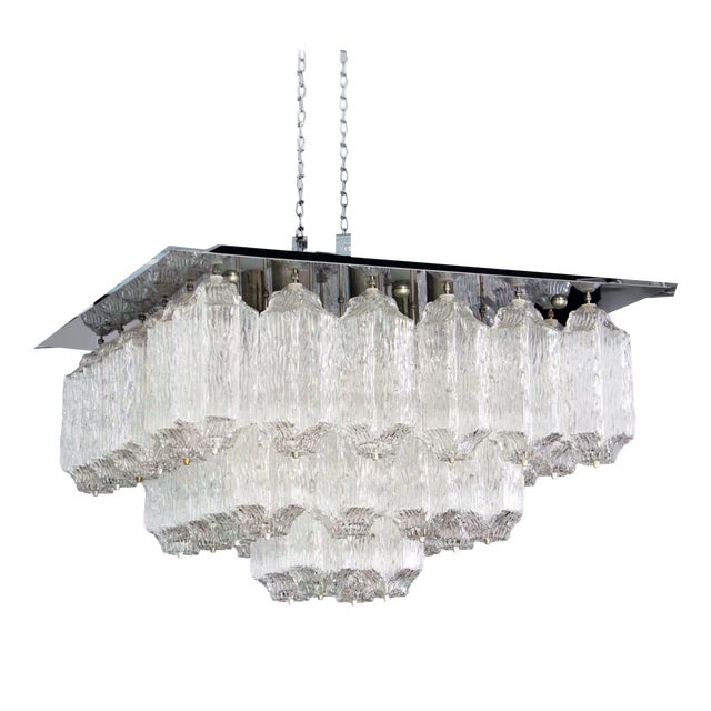 Large Vintage Ceiling Light with 32 Textured Glass Elements by J. T. Kalmar for Stölzle, 1970s For Sale