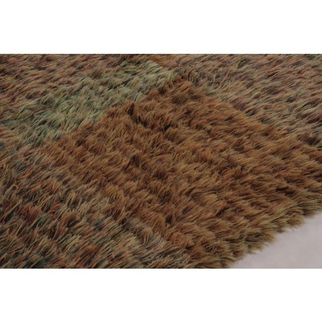 Mid-Century Modern Vintage Swedish Rya Rug, Umber Brown Scandinavian Geometric Design - Rug & Kilim For Sale - Image 3 of 10