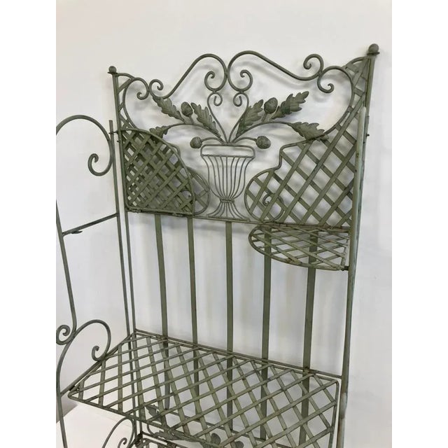 1970s 1970s Vintage Wrought Iron Shelf – Decorative Metal Bakers Rack With Floral Motif For Sale - Image 5 of 7