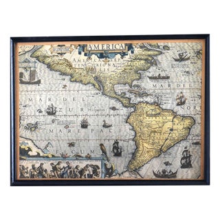 Framed Historical Map of the Americas - Jodocus Hondius (C. 1606) For Sale