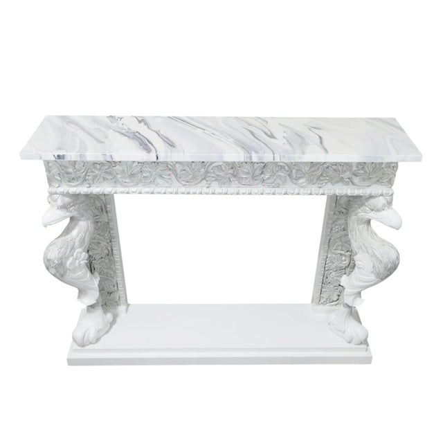 This exquisite 1980s Neoclassical Revival (Hollywood Regency) mantel or entrance table perfectly blends the grand elegance...