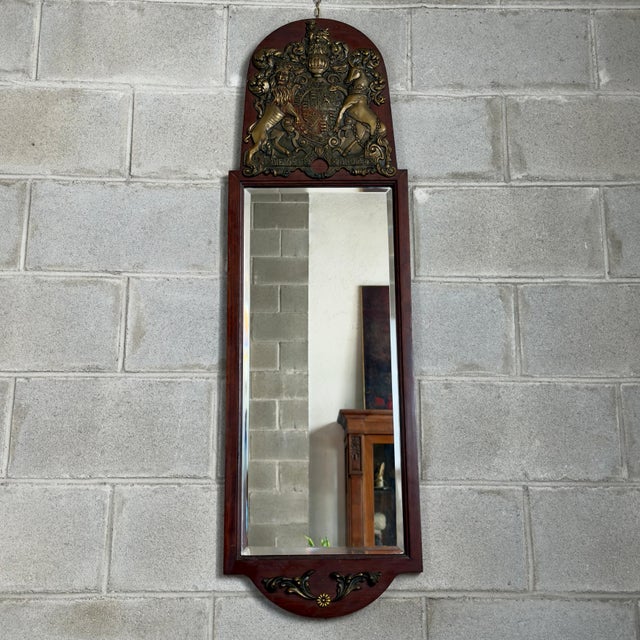 Antique Mirror with English Royal Coat of Arms, 1900s For Sale - Image 11 of 11