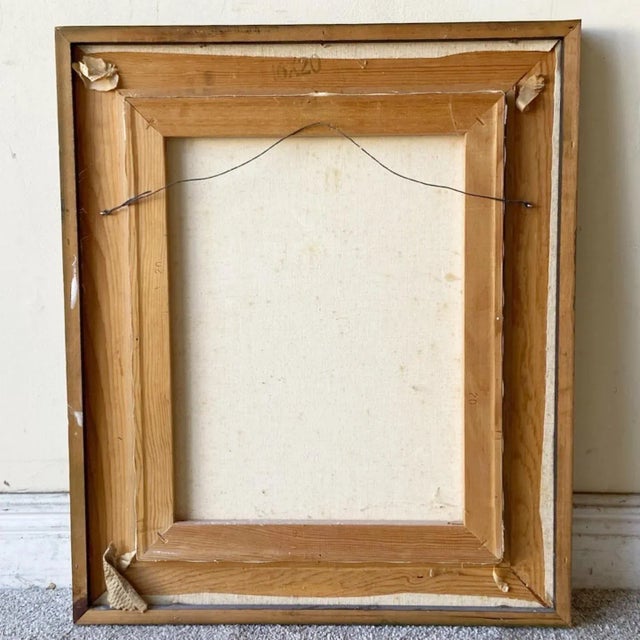 Blue Original Framed Oil Painting of Woman With Cat For Sale - Image 8 of 9