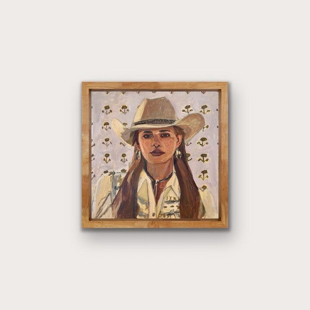 Figurative “Wyoming” an Original Portrait of a Cowgirl by Michelle Heimann. For Sale - Image 3 of 3