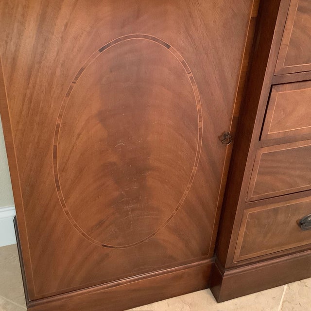 1960s Vintage Baker Furniture Georgian Secretary/China Cabinet For Sale - Image 5 of 18