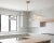 Contemporary Sculptural Three-Light Brass Chandelier With White Domed Shades For Sale - Image 3 of 10