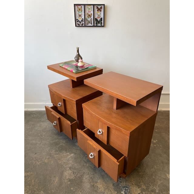 Restored Pair of "Titan" Nightstands by Kent Coffey For Sale - Image 11 of 12
