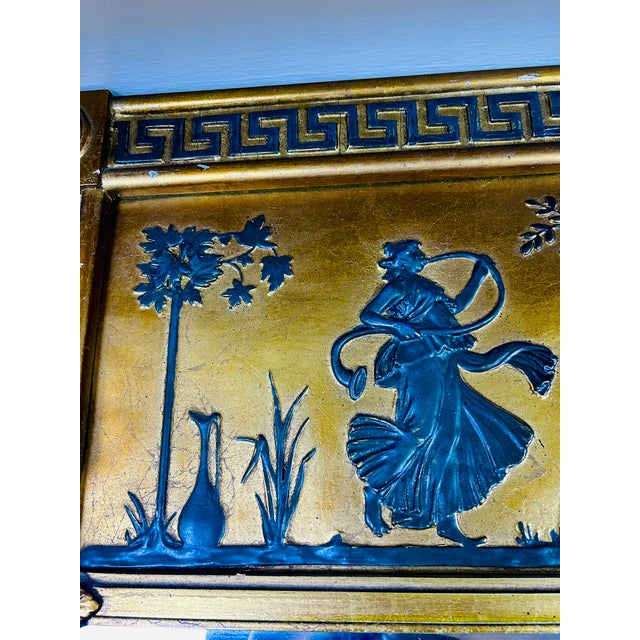 Oversized Neoclassical Greek Key Trumeau Wall Mirror With Classical Relief Frieze For Sale - Image 9 of 18