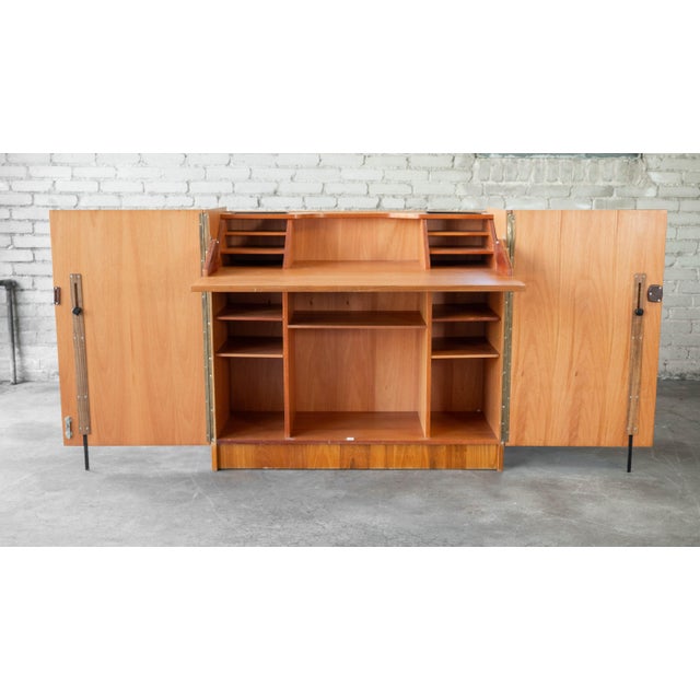 1970s Mid-Century Danish Modern Teak Hideaway Desk & Cabinet For Sale In Boston - Image 6 of 15