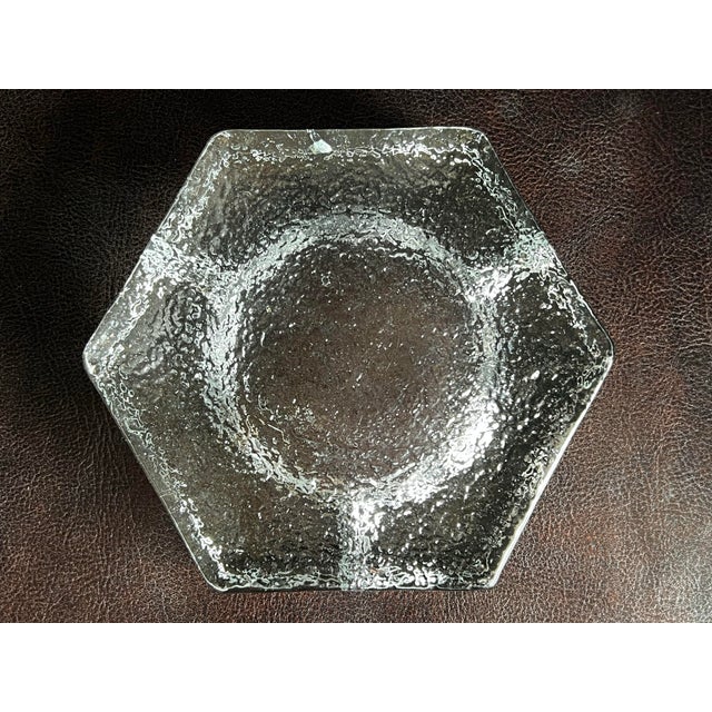 Glass Extra Large MCM Ice Glass Hexagon Ashtray For Sale - Image 7 of 9