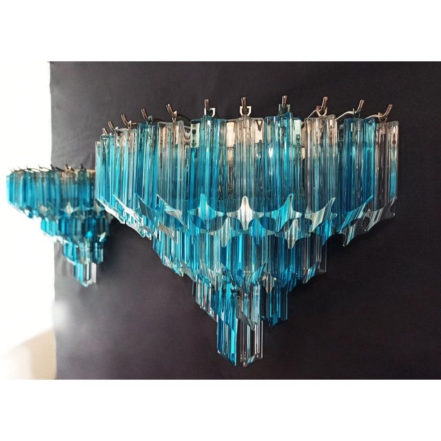 Vintage Murano Wall Sconces with 63 Clear and Blue Prisms, 1990s, Set of 2 For Sale - Image 6 of 18