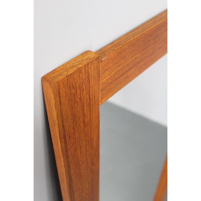 1960s Large Mid-Century Danish Rectangular Teak Veneer Wall Mirror, 1960s For Sale - Image 5 of 8