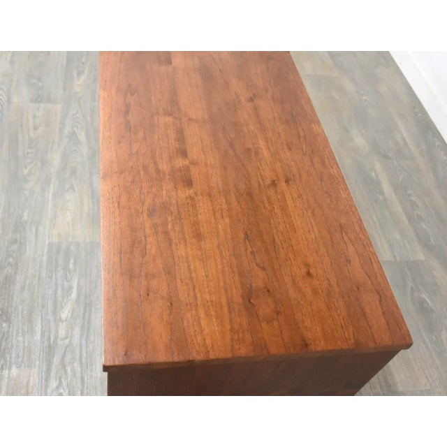 Wood 1950s Refinished Walnut and Brass Dresser For Sale - Image 7 of 10