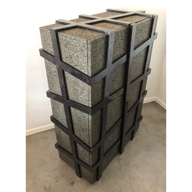 Carlo Furniture Black Terrazzo Stone and Black Sea Penshell Damar Cabinet For Sale In Los Angeles - Image 6 of 8