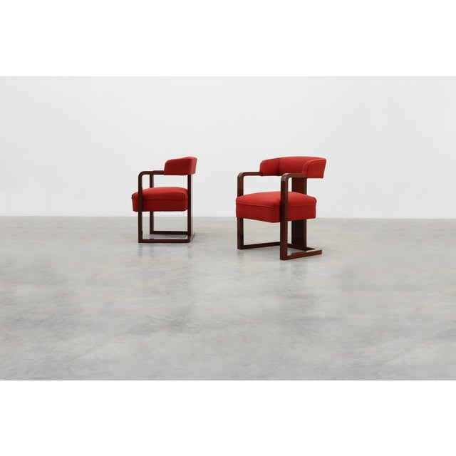 Red Art Deco Chairs, Belgium, 1920, Set of 2 For Sale - Image 4 of 11