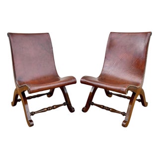 Set of Spanish Oak Side Chairs by Pierre Lottier for Valenti, 1950s For Sale