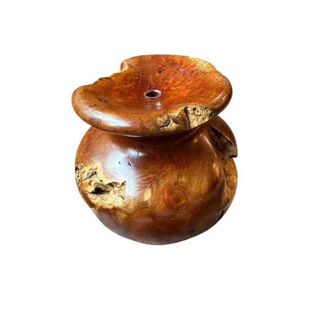 Wood Vintage Burlwood Hand Turned Vase Brutalist Decor For Sale - Image 7 of 9