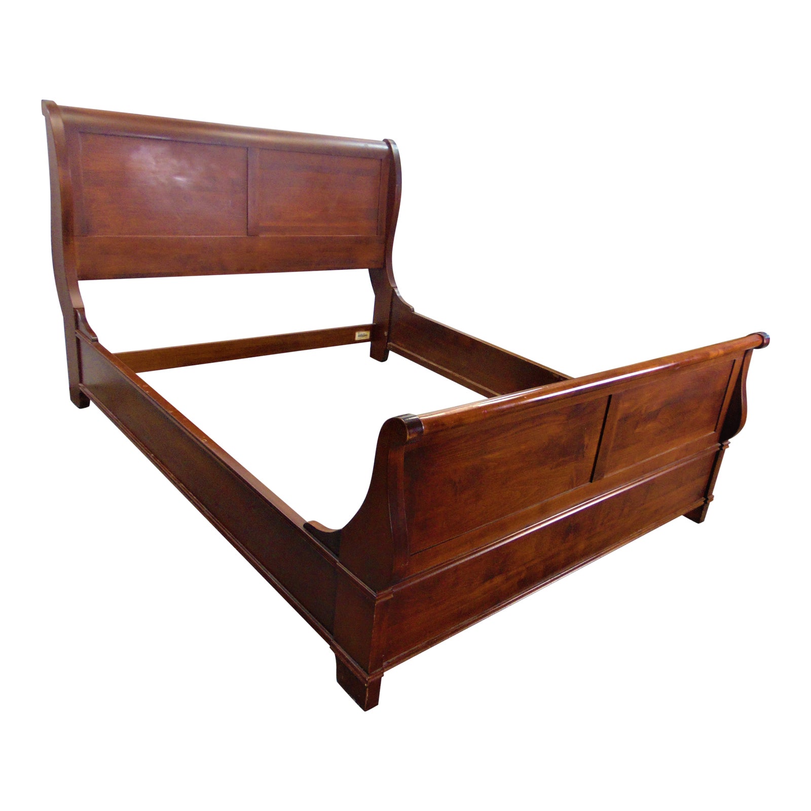Nichols & Stone Empire Style Cherry Queen Size Sleigh Bed Chairish
