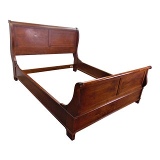 Nichols & Stone Empire Style Cherry Queen Size Sleigh Bed For Sale