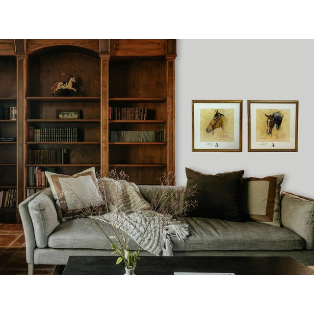 Gold 2000s "Napolitain" Vintage French Equestrian Watercolor Horse Painting by Martin Alford For Sale - Image 8 of 11