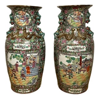 Large Chinese Floor Standing Vases, 1920s, Set of 2 For Sale