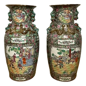 Large Chinese Floor Standing Vases, 1920s, Set of 2