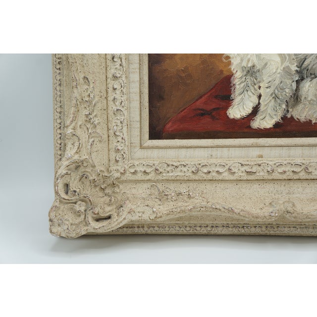 Wood Westie West Highland Terrier Dog Portrait Oil Painting For Sale - Image 7 of 11