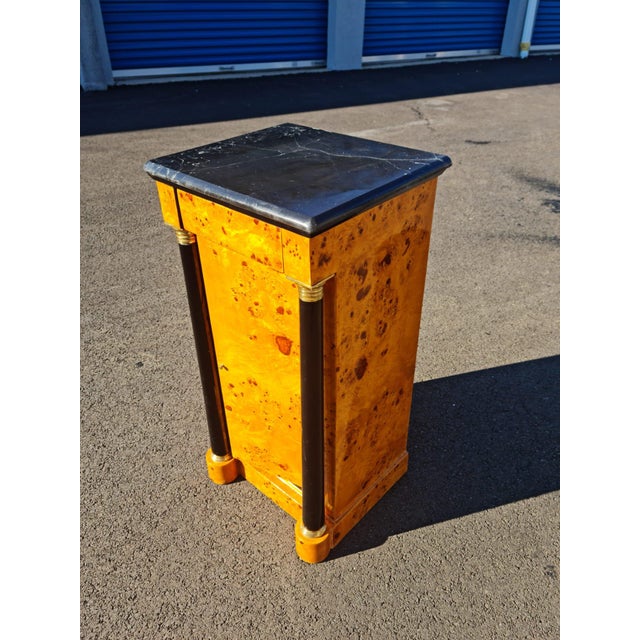 Beautiful Bedside/Side Elm With Black Marble Table/Desk With Large Storage For Sale - Image 11 of 13