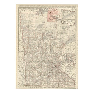 Antique Map of Minnesota, The North Star State from Rand McNally, 1899 For Sale