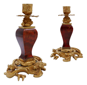 Napoleon III Style Gilt Bronze Candleholders, Set of 2